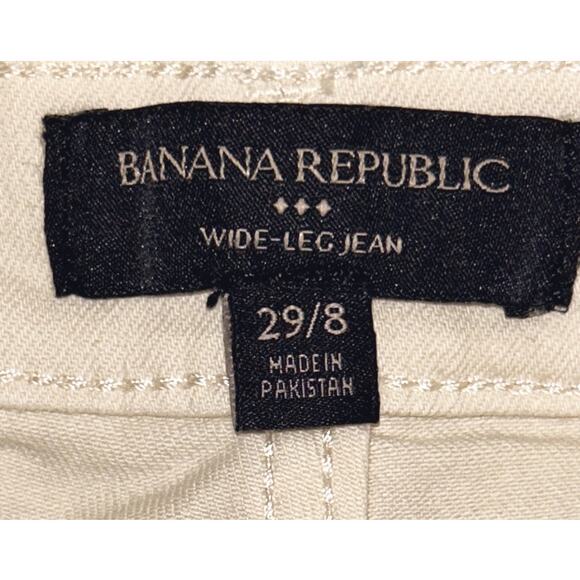 Banana Republic High-Rise Wide Leg Cream Jeans Size 8 29X30 - Picture 6 of 7